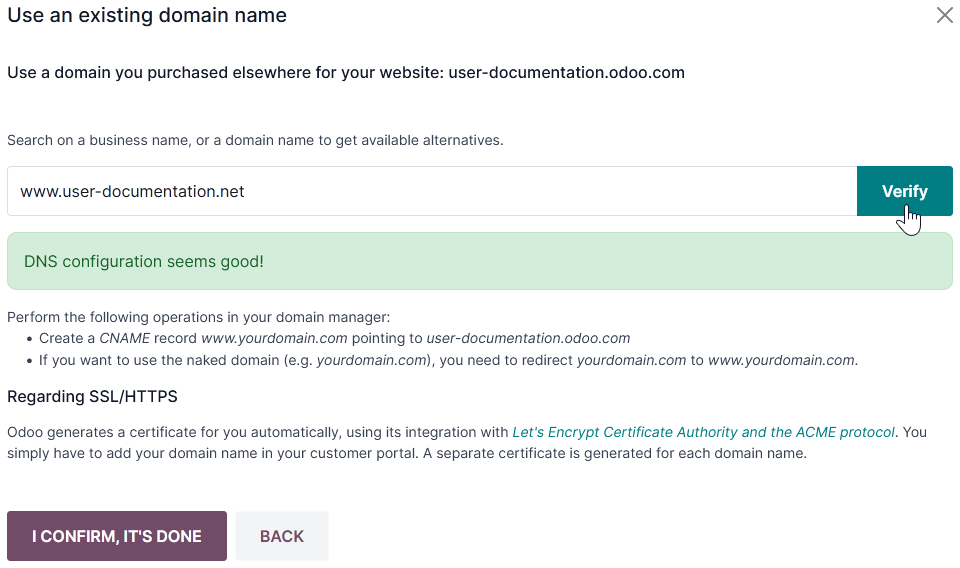 Configuración de un dominio propio en Odoo Online